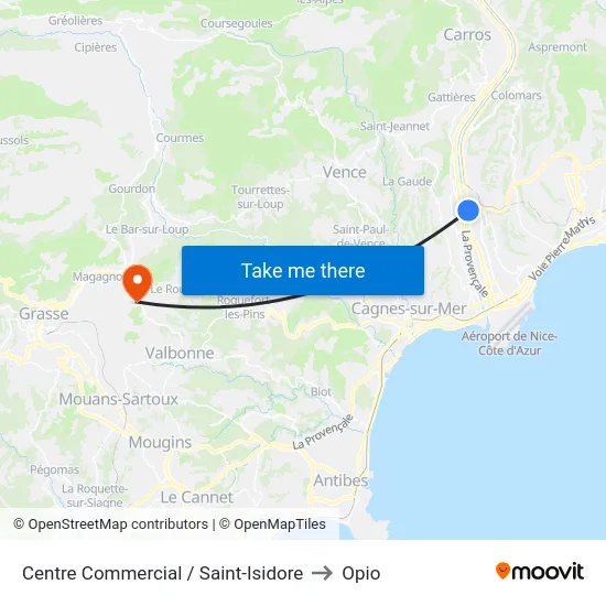 Centre Commercial / Saint-Isidore to Opio map