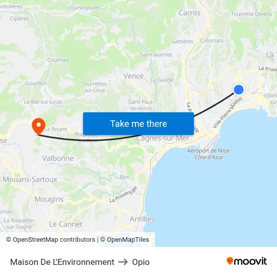 Maison De L'Environnement to Opio map