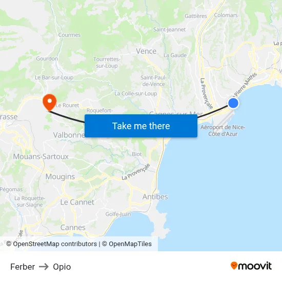 Ferber to Opio map