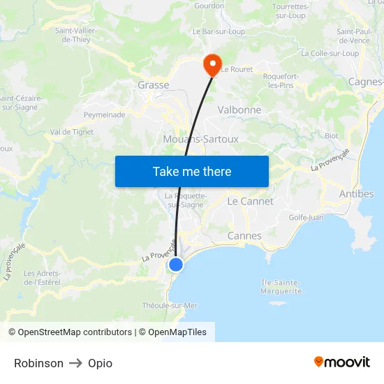 Robinson to Opio map