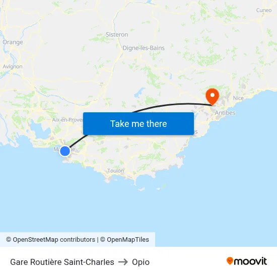 Gare Routière Saint-Charles to Opio map