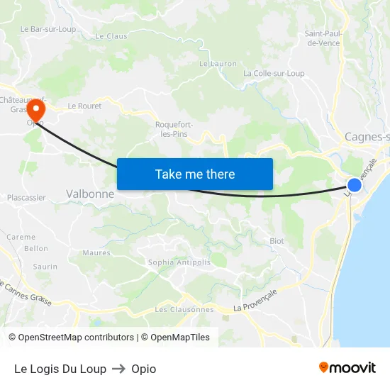 Le Logis Du Loup to Opio map