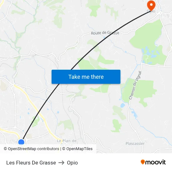 Les Fleurs De Grasse to Opio map