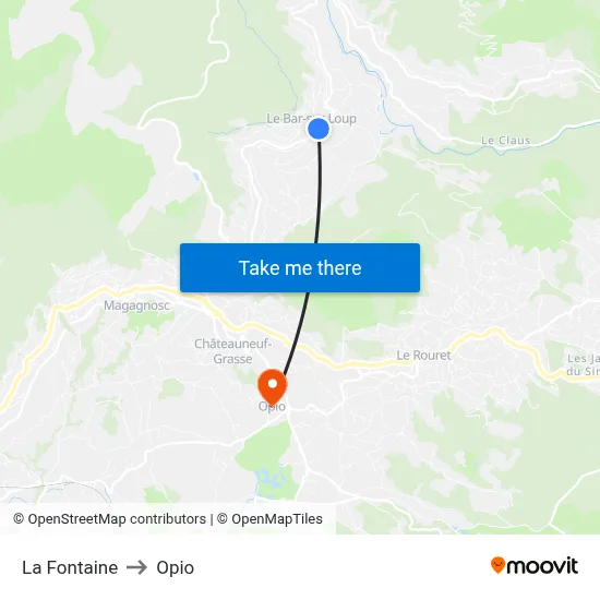 La Fontaine to Opio map