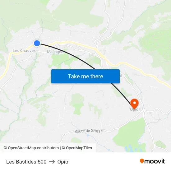 Les Bastides 500 to Opio map
