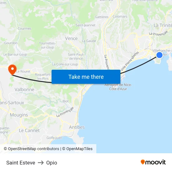 Saint Esteve to Opio map