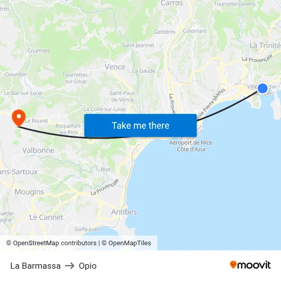 La Barmassa to Opio map