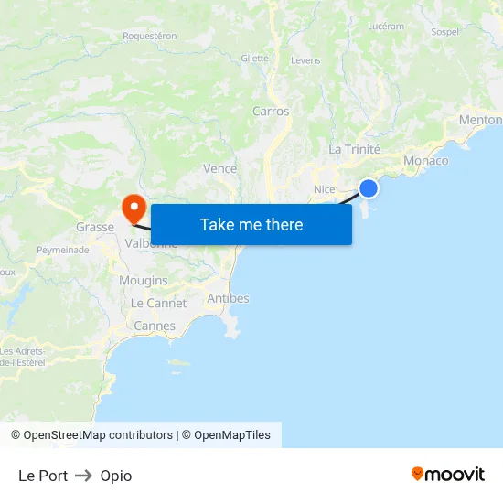 Le Port to Opio map
