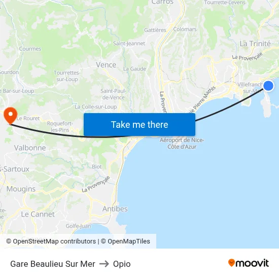 Gare Beaulieu Sur Mer to Opio map