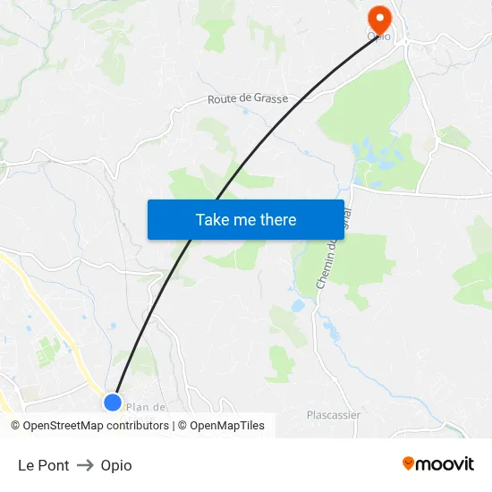 Le Pont to Opio map