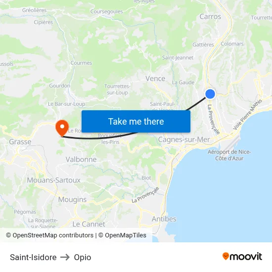 Saint-Isidore to Opio map