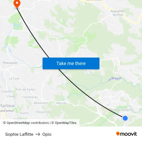 Sophie Laffitte to Opio map