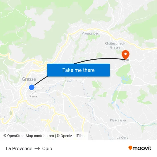 La Provence to Opio map