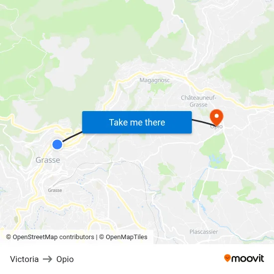 Victoria to Opio map