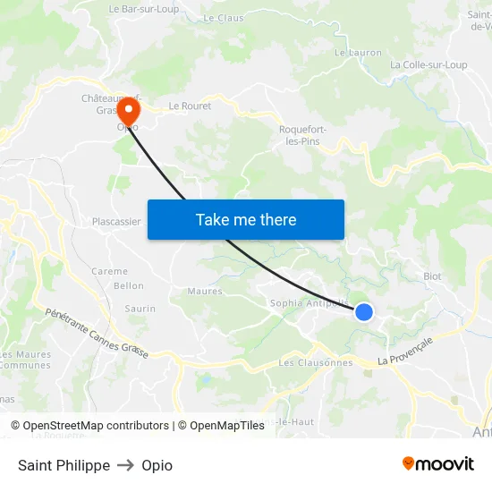 Saint Philippe to Opio map