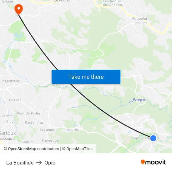 La Bouillide to Opio map