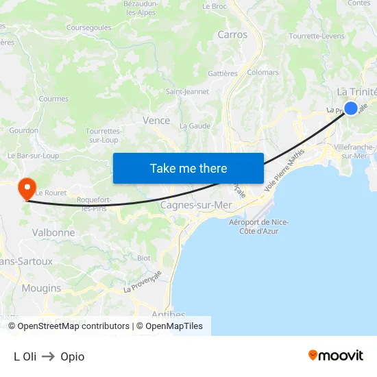 L Oli to Opio map
