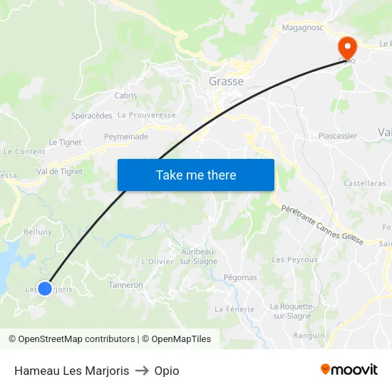 Hameau Les Marjoris to Opio map