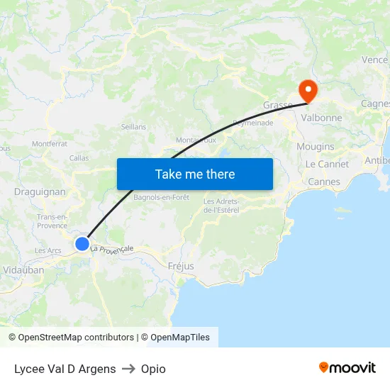 Lycee Val D Argens to Opio map