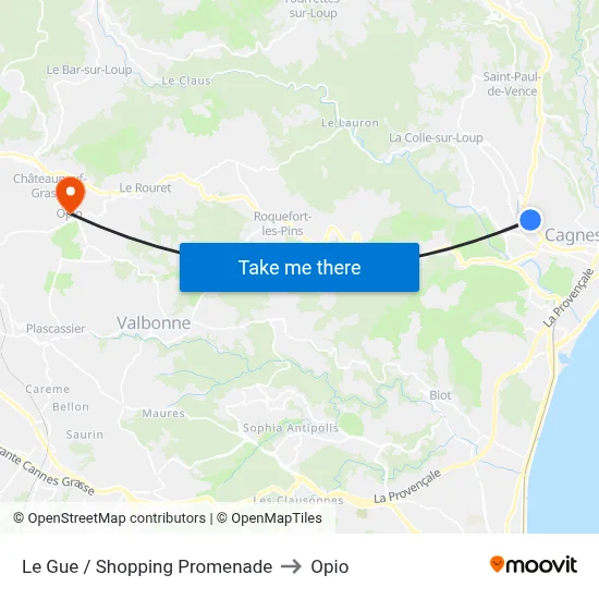 Le Gue / Shopping Promenade to Opio map