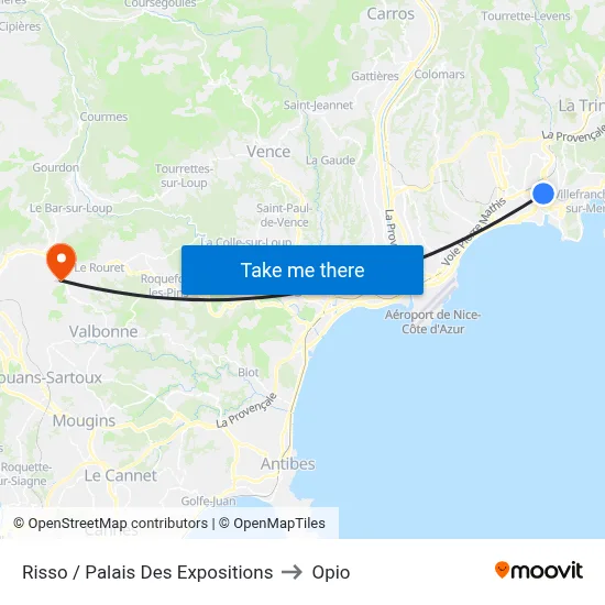 Risso / Palais Des Expositions to Opio map