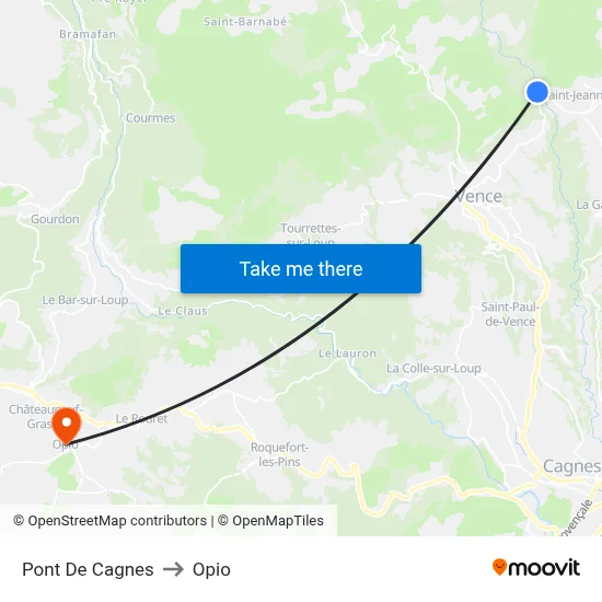 Pont De Cagnes to Opio map