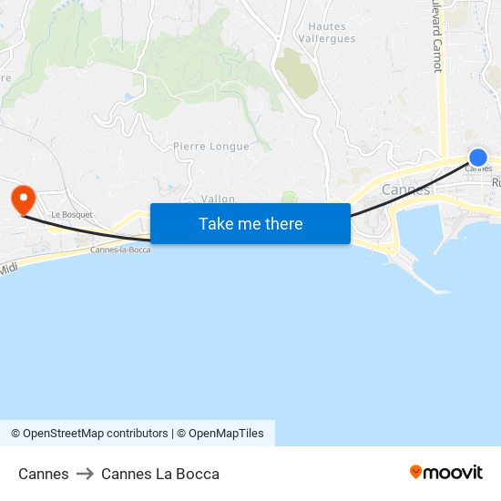 Cannes to Cannes La Bocca map