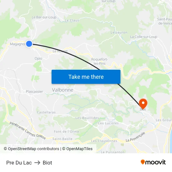Pre Du Lac to Biot map