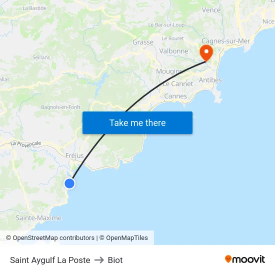 Saint Aygulf La Poste to Biot map
