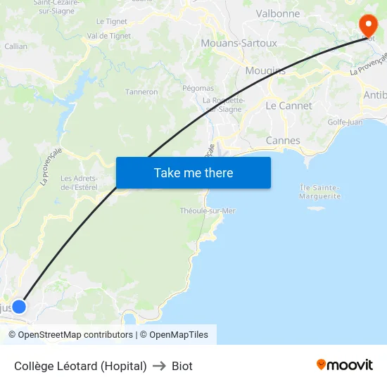 Collège Léotard (Hopital) to Biot map