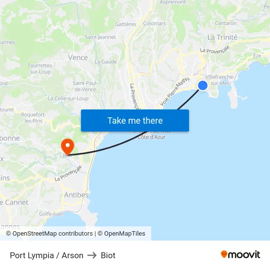 Port Lympia / Arson to Biot map