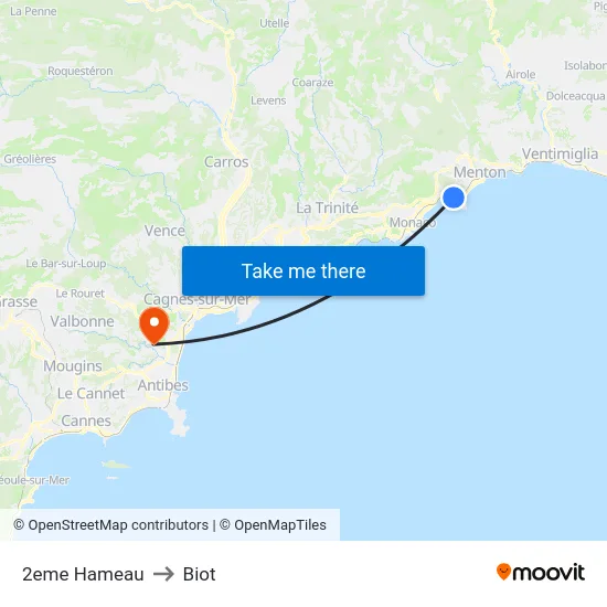 2eme Hameau to Biot map