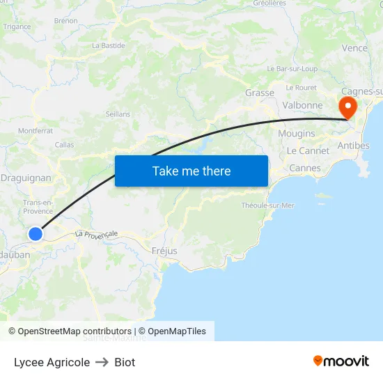 Lycee Agricole to Biot map