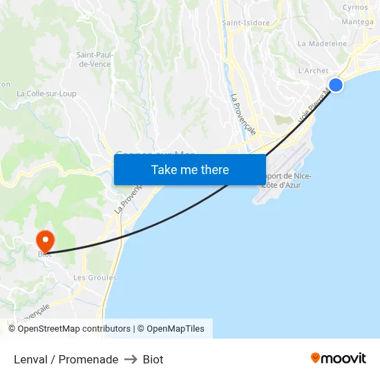 Lenval / Promenade to Biot map
