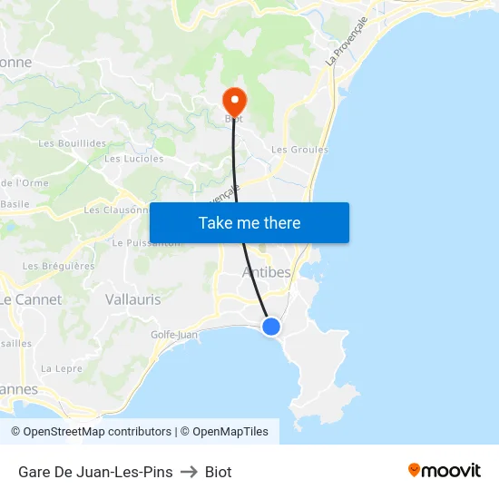 Gare De Juan-Les-Pins to Biot map