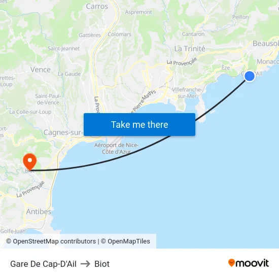 Gare De Cap-D'Ail to Biot map