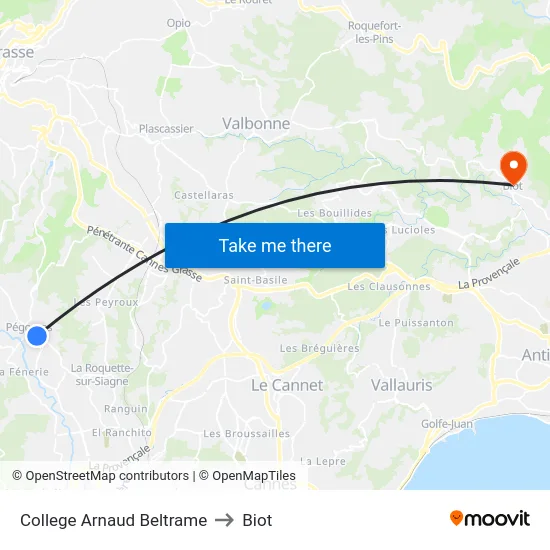 College Arnaud Beltrame to Biot map