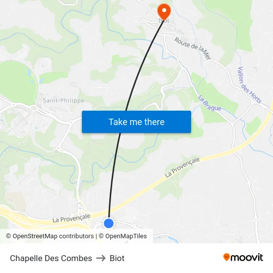 Chapelle Des Combes to Biot map