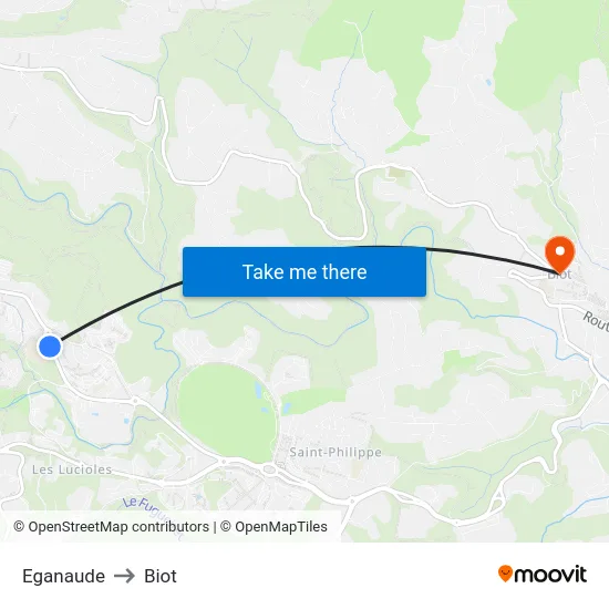 Eganaude to Biot map