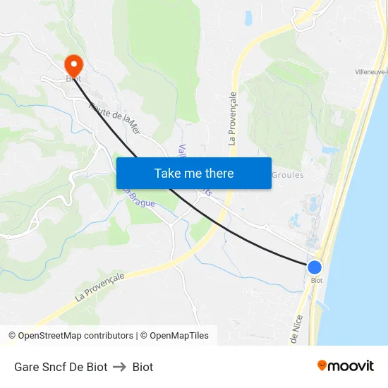 Gare Sncf De Biot to Biot map