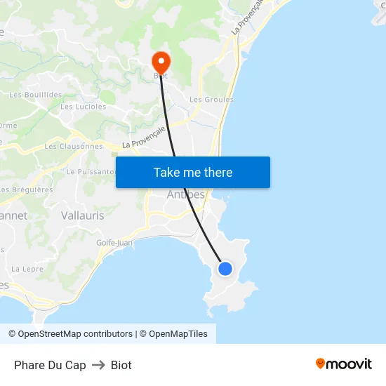 Phare Du Cap to Biot map
