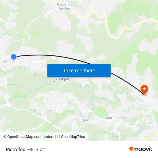 Pierrefeu to Biot map