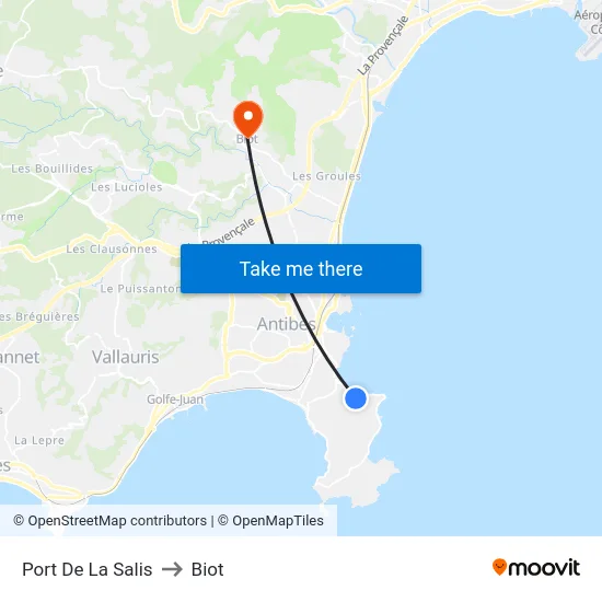 Port De La Salis to Biot map