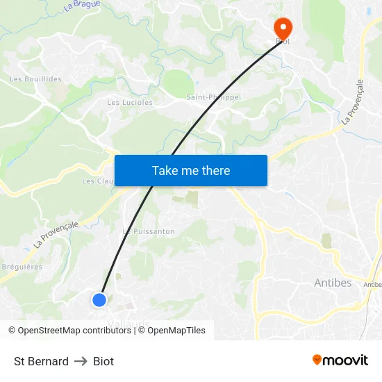 St Bernard to Biot map