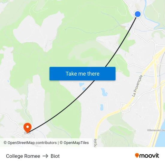 College Romee to Biot map
