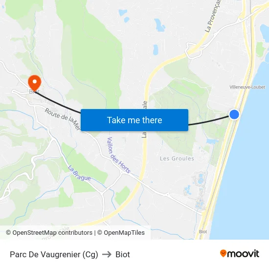Parc De Vaugrenier (Cg) to Biot map