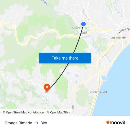 Grange Rimade to Biot map