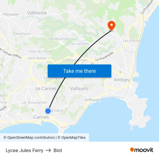 Lycee Jules Ferry to Biot map