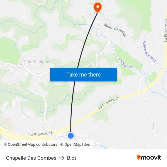 Chapelle Des Combes to Biot map