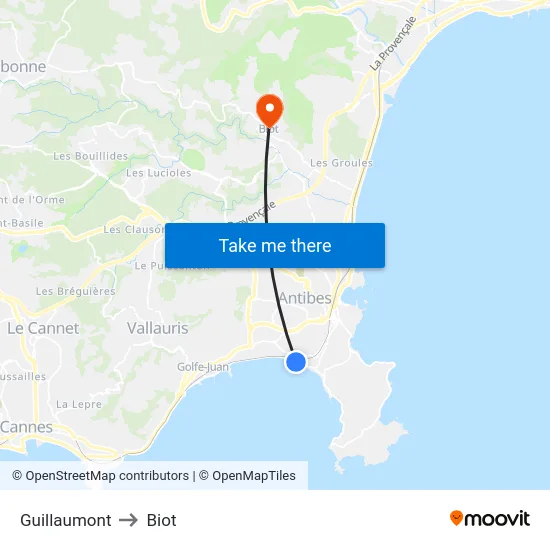 Guillaumont to Biot map
